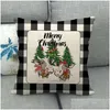 Pillow Case 45X45Cm Christmas Er Merry Plaid Throw Cushion Xmas Tree Elk Car Sofa Home Decoration Dbc Drop Delivery Garden Textiles Dhjhi