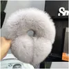 Ear Muffs Winter Natural Real Fur Earmuffs Plush Warm Decorate Women Cute Solid Warmer Headphones Neck Bib Scarf Dual Purpose Drop D Dh3Rz