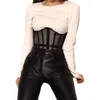 Belts Hirigin Sexy Solid Color Bodycon Waspie Chic Lady Bustiers Tops Women Mesh Corset Top Short Waist Belt Female Vest