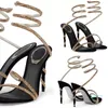 Sandalen voor damesschoen Rene Caovilla Cleo Crystal Studded Snake Strass-schoenen Luxe