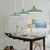 Pendant Lamps Kitche Green Light Bar Lighting Modern LED Lamp El Wood Lights Room Study Office Ceiling Bulb Include