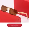 New Women Carti Glasses Designer Sunglasses man Fashion Frameless Rectangle Coating Buffalo Horn Sunglass UV400 Evidence Eyeglass Wooden Mens Eyewear Eyelgasses