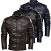 Racing Jackets Heren Vintage Jacket Men Mode Biker Leather Mannelijke jas Winter Fleece Pu Overjas Kleding Keep warm