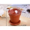 Gift Wrap Flowerpot Cake Cups With Lid Shovel Scoop Bottom Tray Plastic Lids Yogurt Cup Dessert Container Ice Cream Mousse 230110