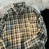 Chemises décontractées pour hommes Chemise pour hommes Veste coupe-vent Colorfast Warm Stylish Loose Fit Plaid Printing Work Coat