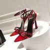 Çıplak stiletto Topuklu sandaletler lüks tasarımcı Narrow Band Su matkap tokası dekoratif stilettos11cm Süper Yüksek Ayak Bileği Kayışı Gece ayakkabıları kadın Elbise ayakkabıları