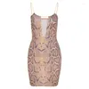 Vestidos casuales Zabrina 2023 Night Club Mujer Sexy Hollow Out Slim Snake Print Vestido Y2K Bodycon Vestidos cortos Ropa Moda