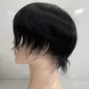 Unidade de pele fina de substituição de cabelo humano virgem indiano em linha reta V Loop peruca completa de PU para homens