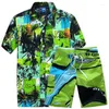 Men's Casual Shirts Mens Hawaiian Set 2023 Fashion Summer Floral Men Print Beach Shorts Short Sleeve Tracksuit Men's Sets