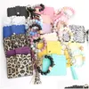 Party Favor Gros PU Cuir Bracelet Portefeuille Porte-clés Glands Bracelet Porte-clés Porte-Carte Sac Sile Perlé Bracelet Porte-clés Han Dhkng