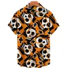 Mäns avslappnade skjortor Summer Horror Skulls 3D Printed Hawaiian For Men Holiday Beach Shirt Short Sleeve Button Men's Skeleton 5xl