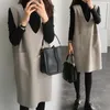 Casual Dresses 2023 Autumn Light Luxury Fashion Women Clothing Mid-length Vest Skirt Bottoming Dress Boutique Simple Style