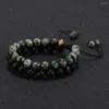 Strand Double Layer Natural Tiger Eyes Beads Tibetan Buddha 7 Chakra Lava Stone Men Bracelet Women Jewelry Gifts