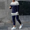 Herrspåriga våren och hösten Herrmode Sportkläder 3D Tryckt långärmad t-shirt Set Street Casual Two Piece Overdimensionerad man