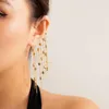 Backs Earrings Exquisite Star Pendant Long Tassel Ear Cuff Clip On Earring For Women Elegant Bone No Piercing Wedding Jewelry