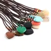 Anhänger-Halsketten, natürliche Halbedelstein-Halskette, herzförmige Achate für Damen, Kettenlänge: 70 cm, Anhänger: 40 x 40 mm