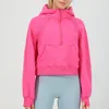 LU LU LEMONS Damen-Kapuzenpullover, Übung, Fiess Wear, Yoga-Outfit, Sportbekleidung, kurze Außenjacken, Outdoor-Bekleidung, lässig, für Erwachsene, Laufen, Fitnessstudio, mit Kapuze, lange Ärmel