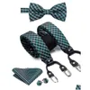 Suspenders Hitie 45 Color Suspender For Men 100 Silk Bowtie And Set Luxury Brown Black Vintage Paisley Floral 6 Clips Braces Drop De Dhyqt