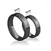 Cluster Rings 2PC Korean Fashion Titanium Steel Flat For Men Women Classic Metal Engagement Ring Wedding Accessories Couple Jewelry Gift