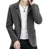 Men's Jackets HOO 2023 Men's Casual Corduroy Suit Jacket Youth Fashion Slim Fit Sweater Blazer