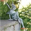 Décorations De Jardin Tudor Et Turek Assis Fée Statue Ornement Résine Artisanat Yard Decoratie En Plein Air Drop Delivery Maison Patio Pelouse Dhmku