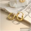 Silver New 925 Sterling Sier Minimalist Metallic Circle Earrings For Women Chic Style Female Geometric Hoop Earring Fine Jewelry Dro Dhsbh