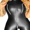 Damen-Overalls, sexy Reißverschluss, Gothic, Schwarz, PVC, Kunstleder, Latex, Zentai, Catsuit, Wetlook, Overall, erotischer PU-Body, Clubwear, Overalls