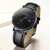 Armbandsur herrklocka Fashion Casual Ultra Thin Watches Simple Men Business Leather Quartz armbandsurklocka Lyxig relogio Masculino