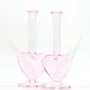 Vintage Nieuwe roze liefde Hartglas Bong Water Pijp Bubbler Hookah Heady Oil Dab Rigs Birdcage Percolator Shisha voor roken