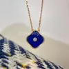 VAC Four Leaf Clover Designer Blue Pendant Necklace Blue Jewelry Set Necklaces Bracelet Stud Earring 925 Sterlling Silver 18K Gold205V