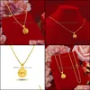 Pendant Necklaces Fine Jewelry 24K Gold Hollow Out Ball Fashion Woman Girl Birthday Wedding Gift Wholesale Drop Delivery Pendants Ot3R0