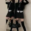 Spódnice houzhou vintage w stylu preppy w paski plisowana spódnica Kobiety seksowne koreańskie modne mody Y2K 90S ALINE Black Mini 230110