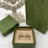 Kolczyki w kształcie wentylatora z podwójnym literą Charm Women Diamond Ear Hoops przezroczyste łyżeczki dhinestone z Box9095727