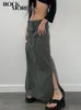 Jupes Rockmore Harajuku Slit Cargo Long Y2K Taille Basse Maxi Femme Longueur Cheville Années 2000 Rétro Fairycore Grunge Outfit 230110