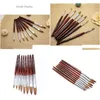 Nail Brushes Kads Kolinsky Sable Pen Red Wood 121416182022 Art Brush For Professional Round Head Ding Tool Drop Delivery Health Beaut Dhght