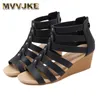 Dress Shoes MVVJKE 2023 Sandals Women Zip High Heels Casual Wedges Comfortable Summer Female Gladiator