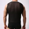 TRANSSEMBLES SEXY MENS MESH T-shirt transparent Singlets Fitness Fitness Sans manches TEE TE-SE-SEGLAGE SOUS-WEAR CAMISETA Chemises