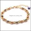 Charm Armband Alloy Armband Lime Drop Blue Red Turkey Eye Fashionwomen Jewelry Gold 5ll Q2 Leverans OT5AW