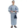Etniska kläder asiatiska traditionella japanska kostymer män år kimono jinbei sömnkläder spa bastu tunn bomull yukata lång badrock klänning klänning