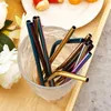 Drinking Straws 4/8Pcs 304 Stainless Steel Reusable Colorful Straw With Brush 16cm Metal Stirring For Smoothie Accessory