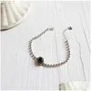 Серебряный новый модный винтаж M Beads Chain Bracelets Women 925 Стерлинги Серванная Жемчужная Жемчужина и черная агата свадебные ювелирные украшения Dhwky