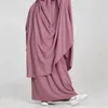 エスニック服ソリッドカラーイスラム教徒2ピースセットアバヤトップスカートドバイ七面鳥の女性ジルバブロングキマーローブカフタンニカブイスラム服