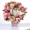 Dekorative Blumen Kränze Künstliche Blumenkranz Pfingstrose 16 Zoll Tür Frühling rund für die Vorderseite Hochzeit Home Decor Drop Lieferung Dhj54