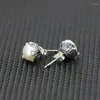 Boucles d'oreilles à tige longue section de perles de nacre naturelle cercle parfait en argent Sterling 925 hypoallergénique 10mm Bai