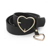 Belts Belt Adjustable Heart Shape Black Colors Boy Girl Lady Women PU Leather Luxury Designer Metal Buckle