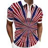 Men's Polos Male Summer Independence Day Printed T Shirt Turn Down Collar Short Sleeve Tops