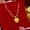 Collane a ciondolo Fashion Fashion Real 18K Oro Collana per il fidanzamento del matrimonio Donne Gioielli Love Heart Chain Generi di compleanno Girl 82 Otwoc