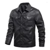 Men's Jackets Fashion Men Autumn Biker Leather Multi Pockets Pu Outwear Coats For Male Tops Slim Fit