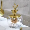 Liquid Soap Dispenser Retro Copper Plum Toothbrush Holder Bathroom Decoration Accessories Glass Cotton Swab Box Lotion Bottle Househ Dhvhm