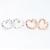 Colorful Stone Love Heart Hoop Earring for Pandora 925 Sterling Silver Wedding Jewelry For Women Girls Rose Gold Girlfriend Gift Earrings with Original Box